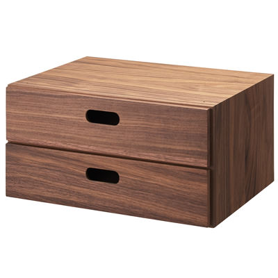 Walnut Stacking Chest Drawer 2 Tiers Thin