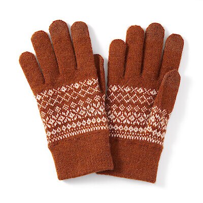 Wool Blend Brushed Lining Jacquard Touchscreen Gloves.