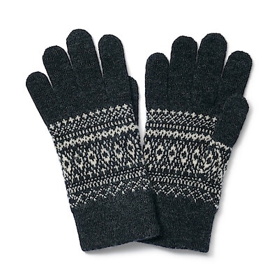 Wool Blend Brushed Lining Jacquard Touchscreen Gloves