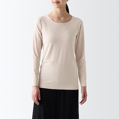 Women's Thin Cotton Blend U Neck Long Sleeve T-shirt