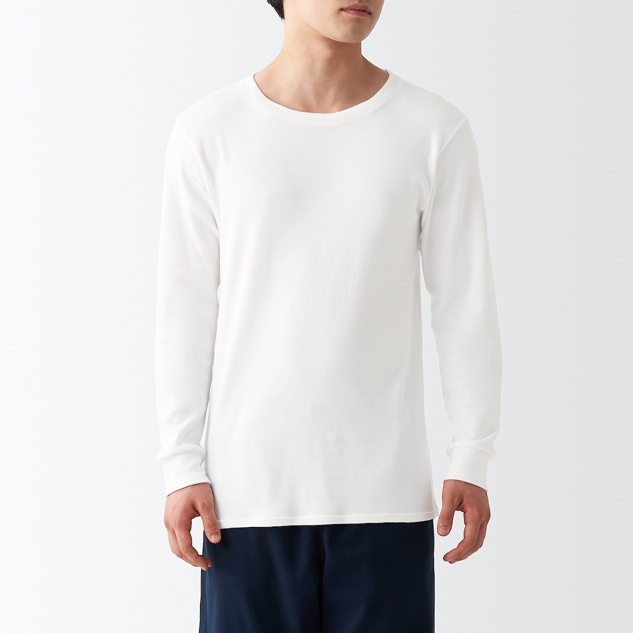 Men's Thick Cotton Crew Neck Long Sleeve T-shirt 2A