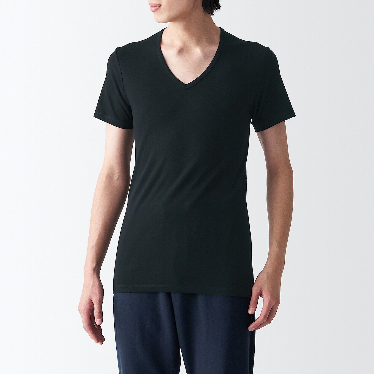 Men's Side Seamless Ribbed V neck T-Shirt