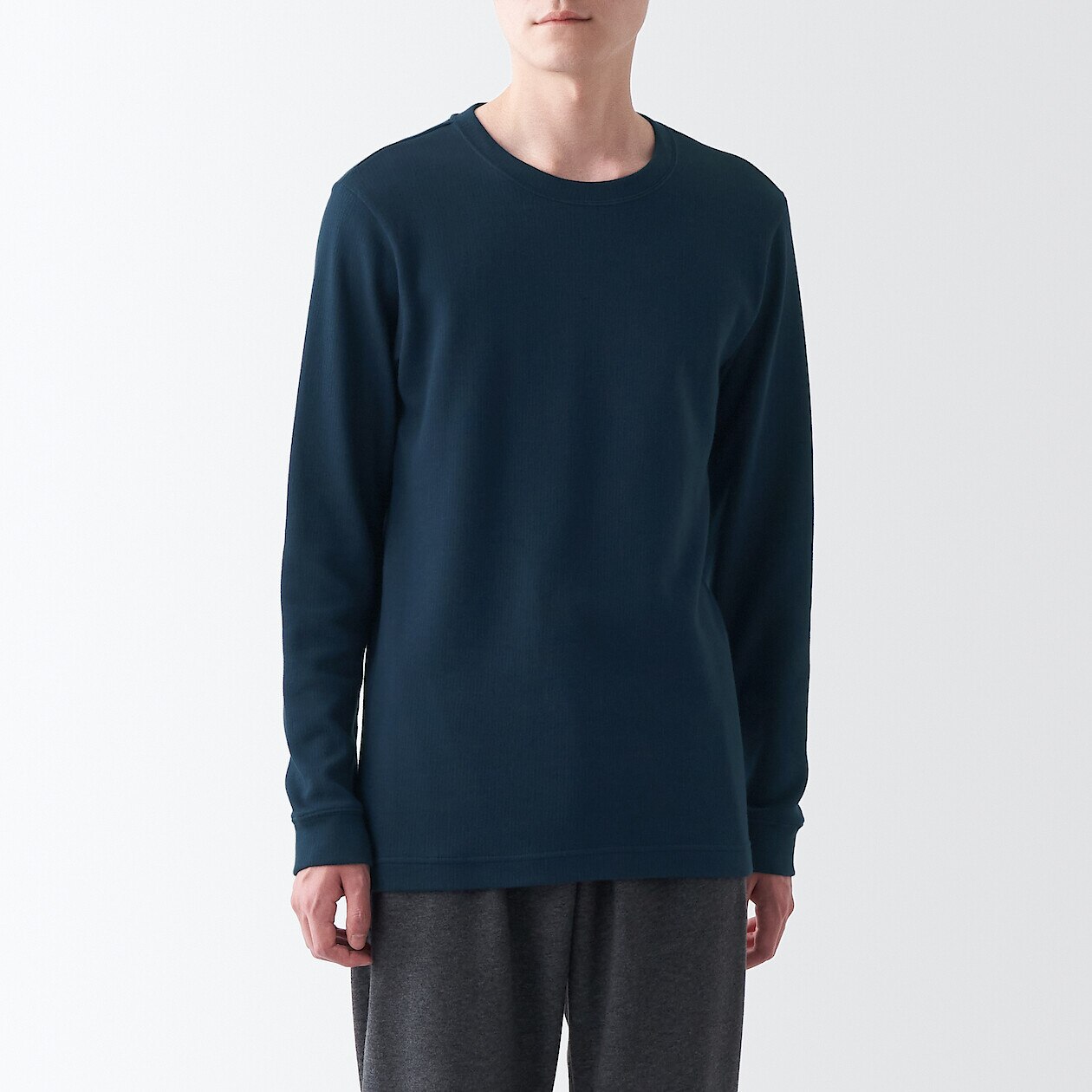Men's Cotton and Wool Crew Neck Long Sleeve T-shirt