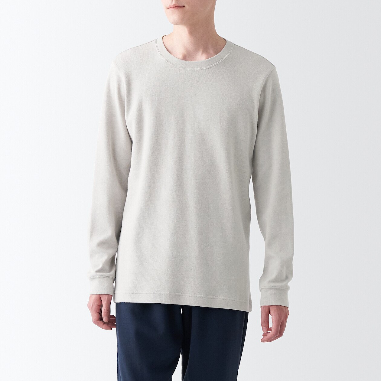 Men's Cotton and Wool Crew Neck Long Sleeve T-shirt
