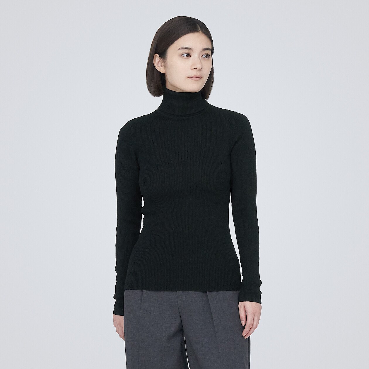 Women's Non-Itchy Ribbed Turtle Neck Jumper