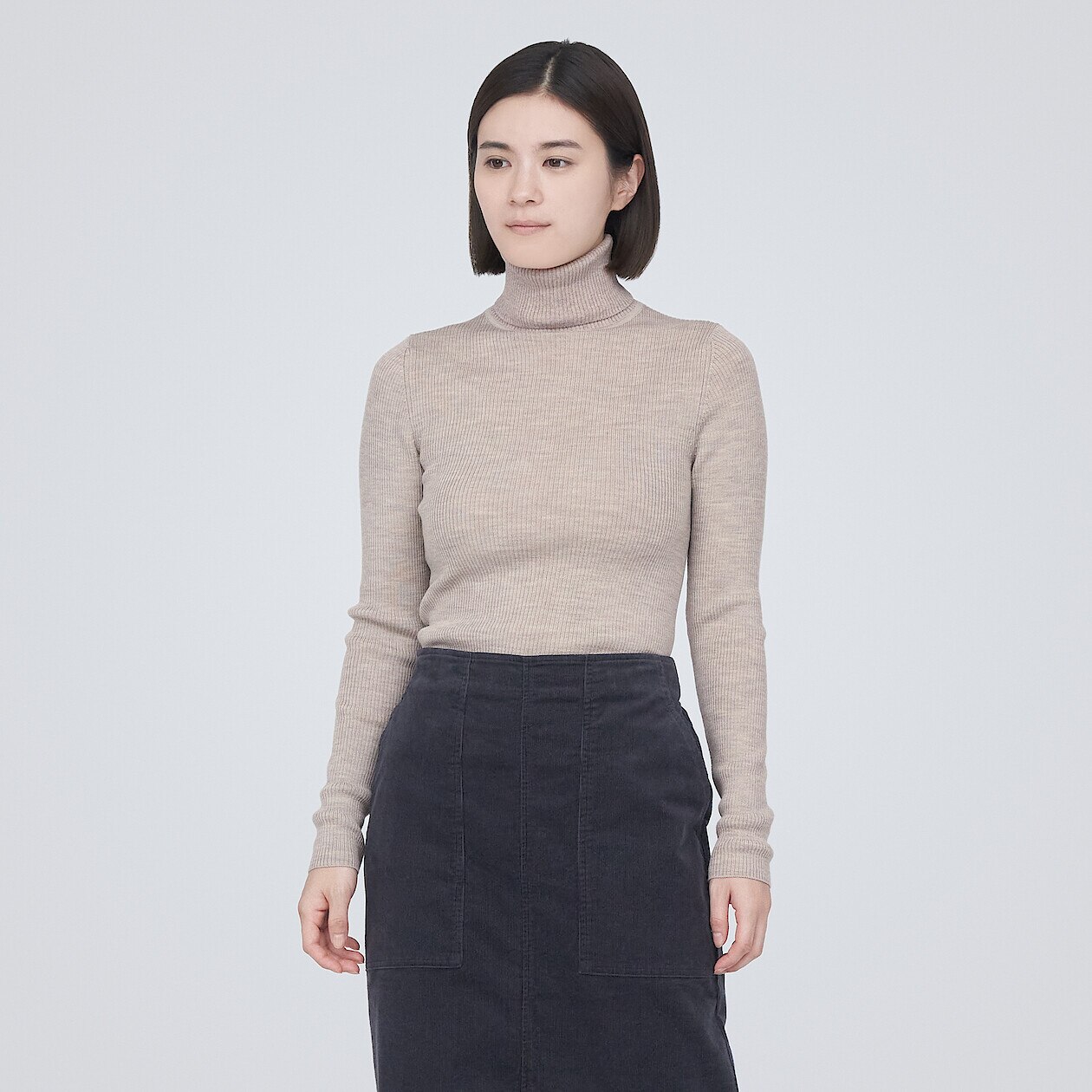 Women's Non-Itchy Ribbed Turtle Neck Jumper