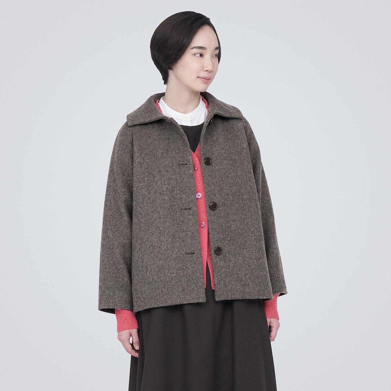 Women's Recycled Wool Blend Short Coat | MUJI