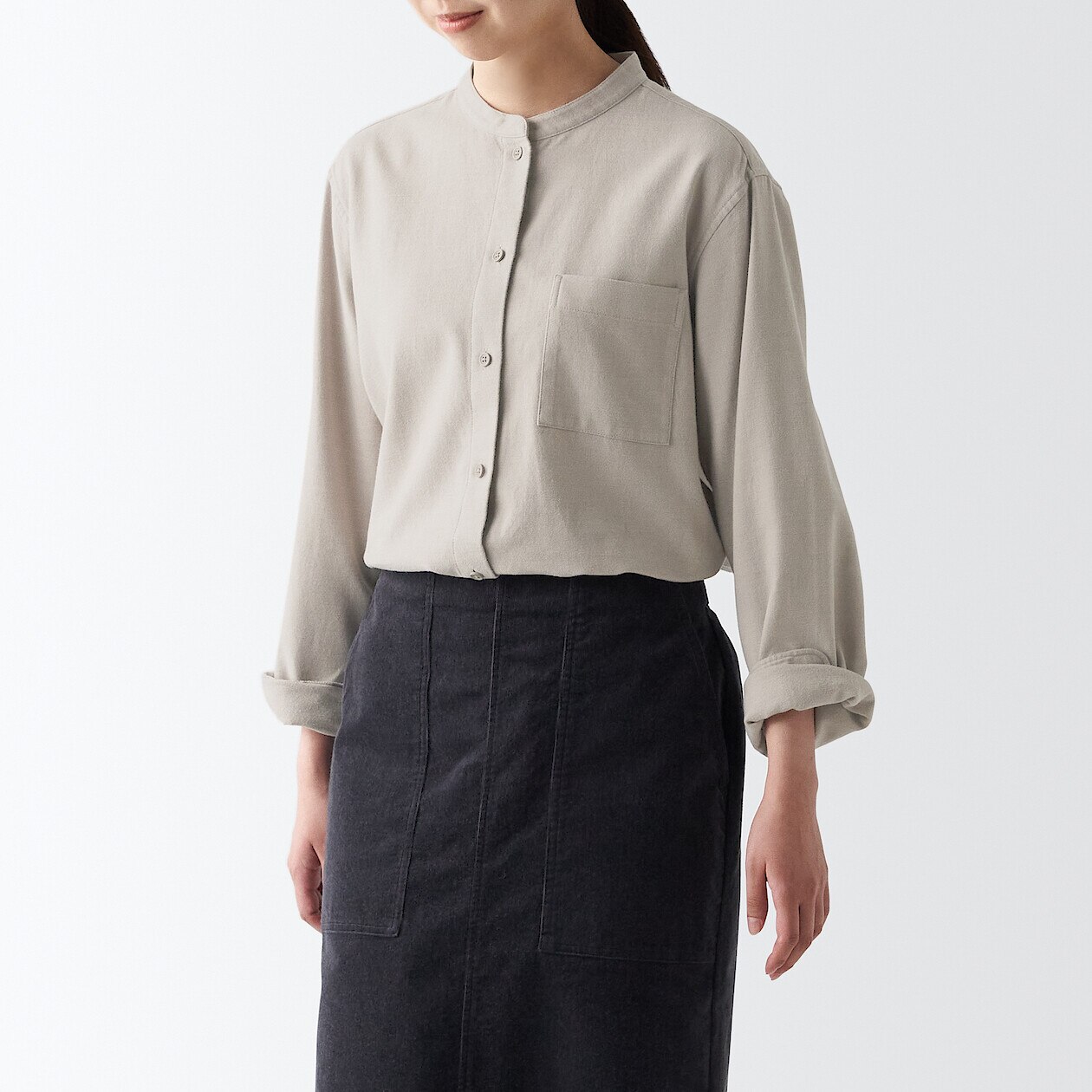 Women's Flannel Stand Collar Shirt