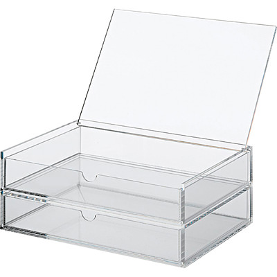 Acrylic Flip Top Box - 2 Drawers - Wide
