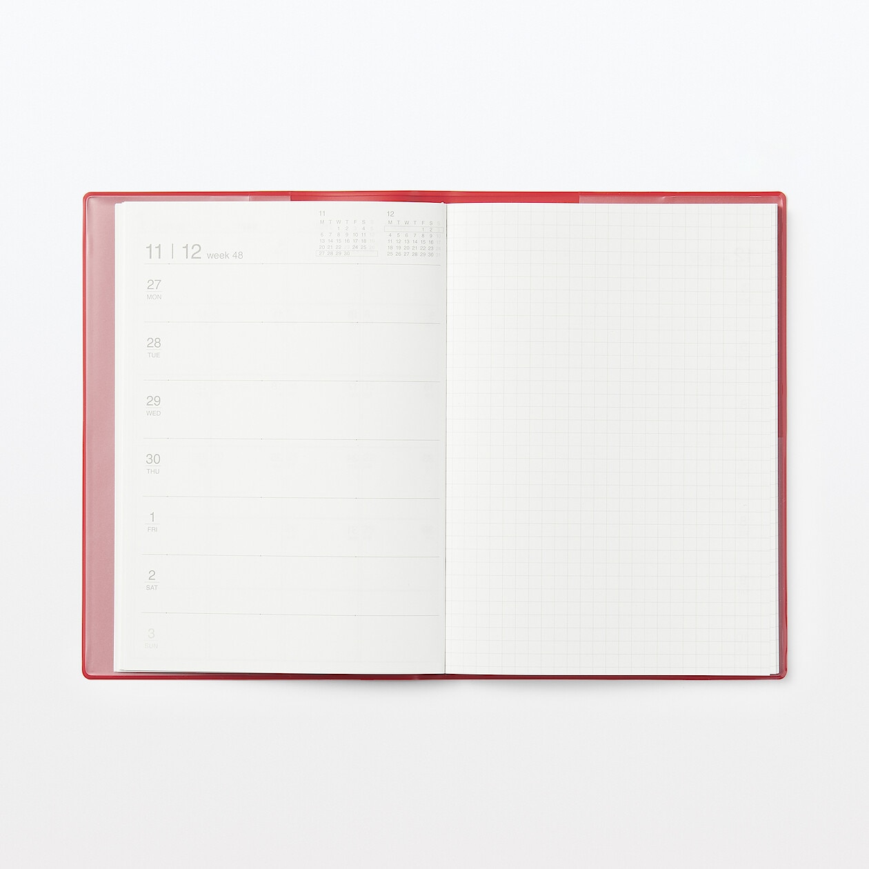 2024 Vinyl Monthly/ Weekly Planner Monday start, Red MUJI