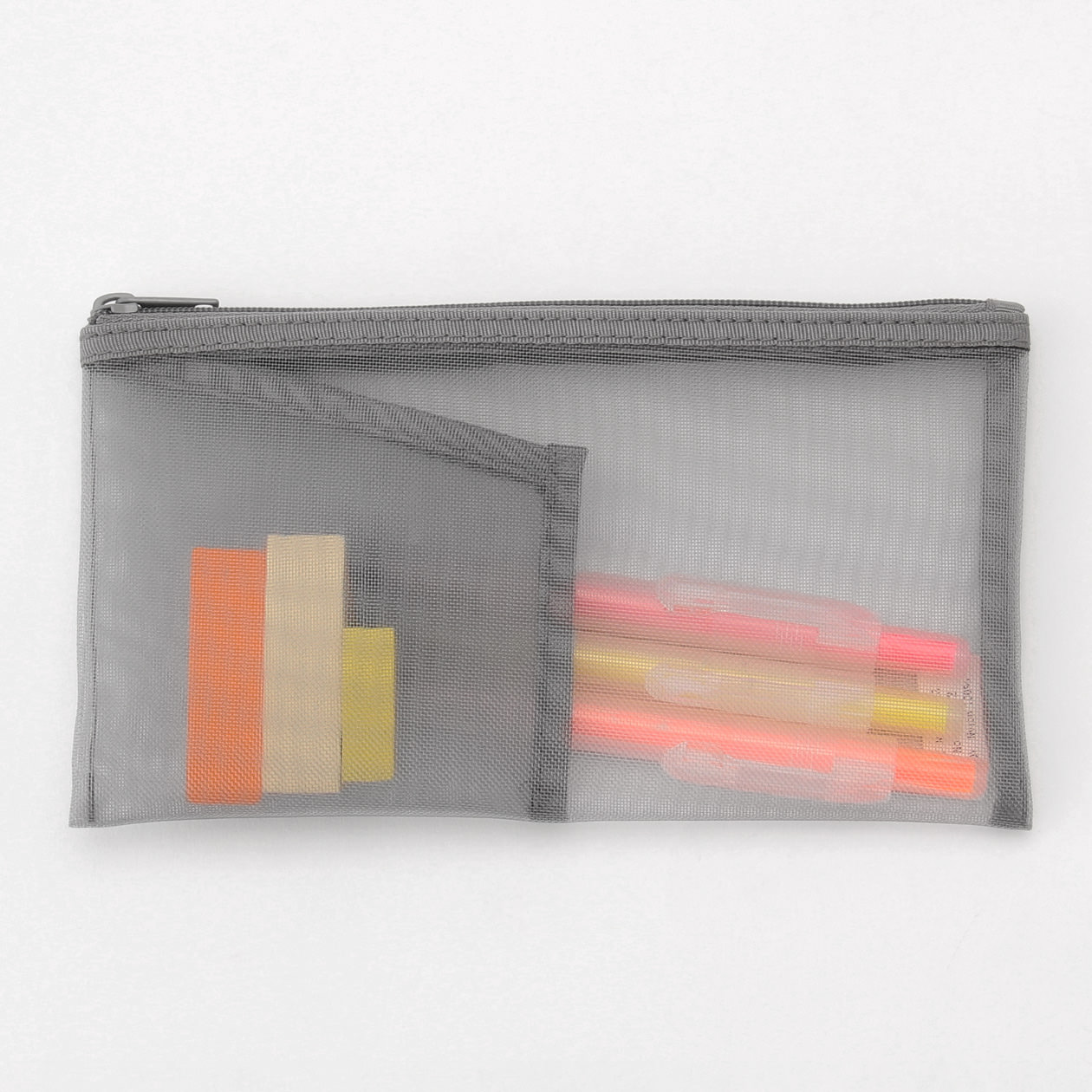 MUJI Nylon mesh pen case with gusset Width 17 x Height 10 x Gusset 5 cm  Gray