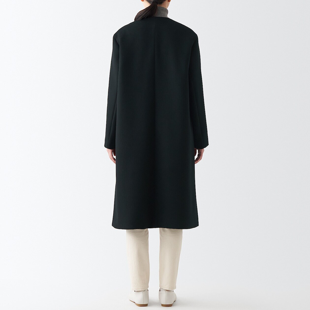 Women's Wool Collarless Coat | MUJI