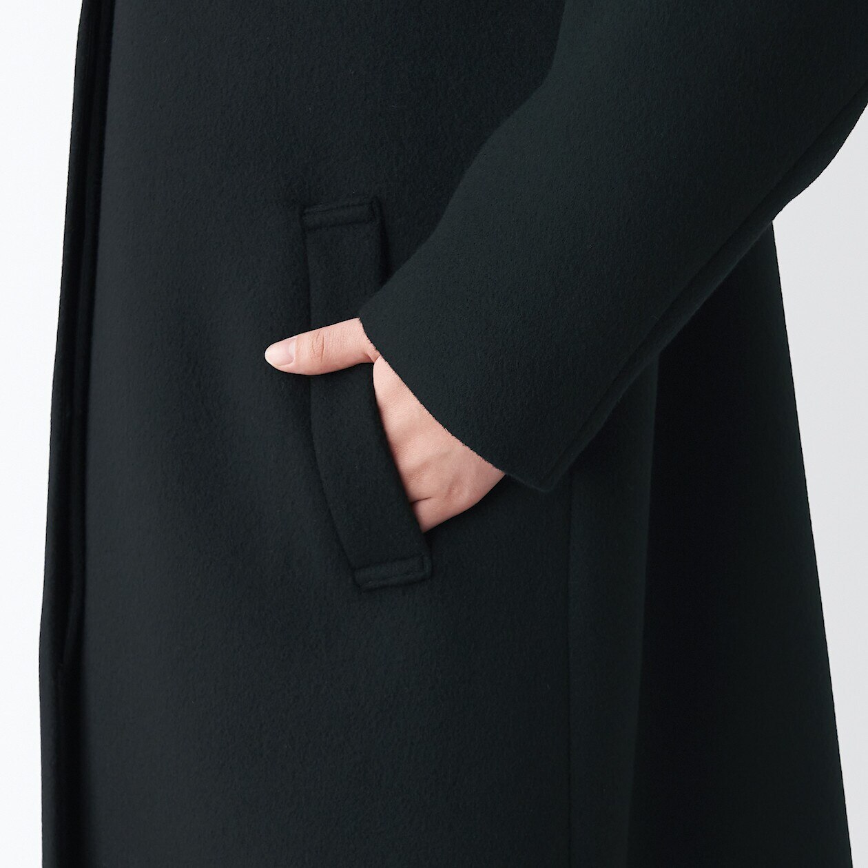 Women's Wool Collarless Coat | MUJI